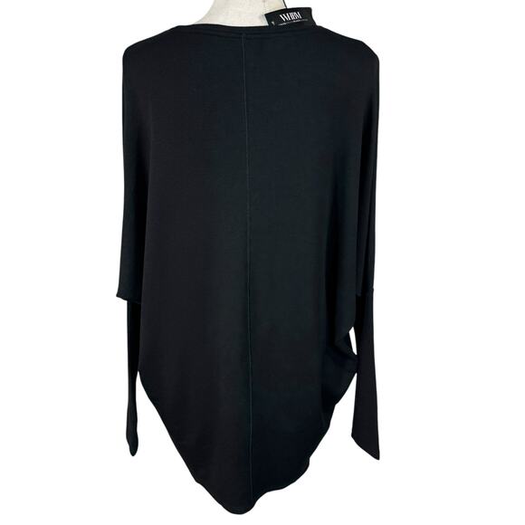 WHBM Medium Passporter Tunic Top Long Sleeve Stretch Hi-Low Hem V-Neck Black New - Picture 4 of 8
